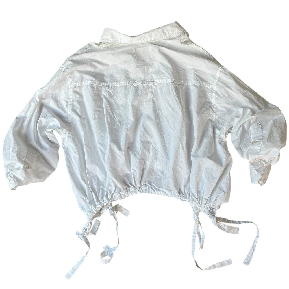 CITIZENS OF HUMANITY Alexandra White Poplin Ruched Tie Button Shirt Size S - Picture 3 of 9